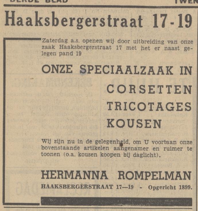 Haaksbergerstraat 17-19 H. Rompelman speciaalzaak corsetten, kousen advertentie Tubantia 28-10-1938.jpg