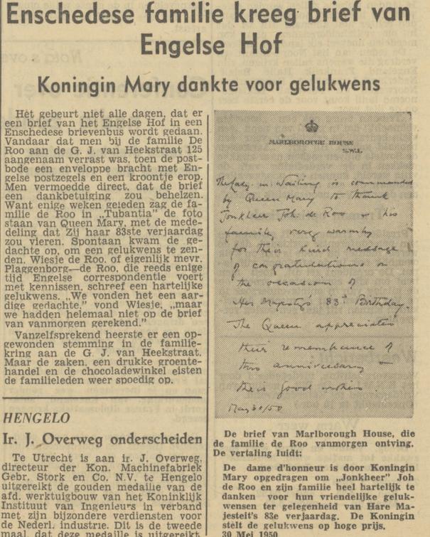 G.J. van Heekstraat 125 Joh. de Roo krantenbericht Tubantia 2-6-1950.jpg