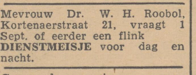 Kortenaerstraat 21 Dr. W.H. Roobol advertentie Het Vrije Volk 19-7-1945.jpg
