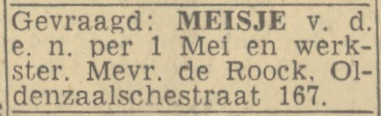 Oldenzaalsestraat 167 Mevr. de Roock advertentie Twentsch nieuwsblad 11-4-1944.jpg