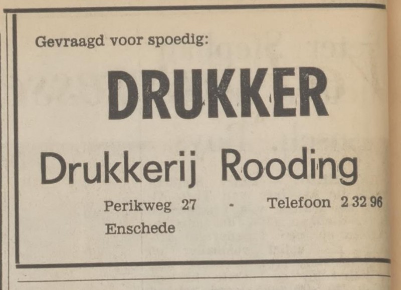 Perikweg 27 Drukkerij Rooding advertentie Tubantia 1-4-1969.jpg