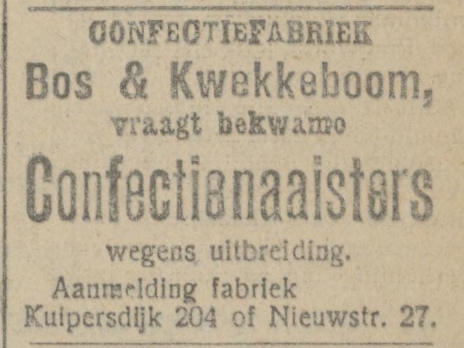 Kuipersdijk 204 confectiefabriek Bo & Kwekkeboom advertentie Tubantia 18-2-1920.jpg