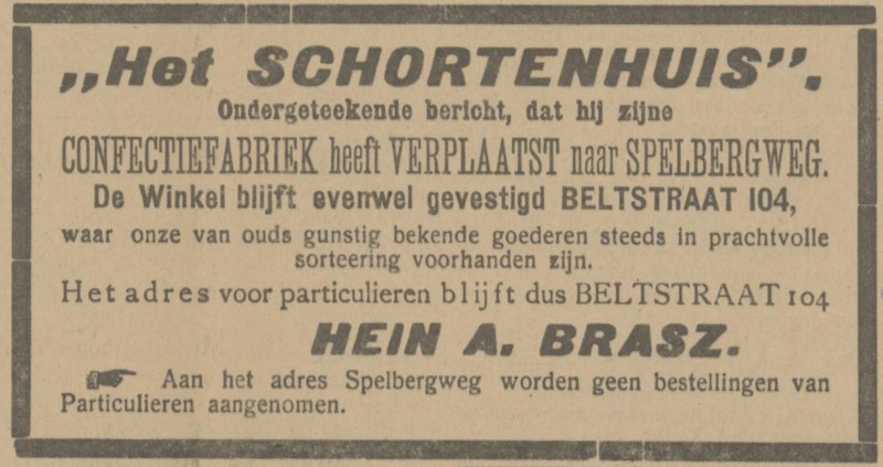 Beltstraat 104 Het Schortenhuis v.h. Hein A. Brasz advertentie Tubantia 14-11-1914.jpg
