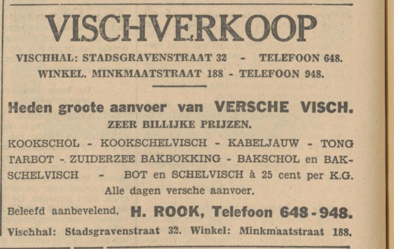 Stadsgravenstraat 32 vishandel H. Rook advertentie Tubantia 10-3-1931.jpg