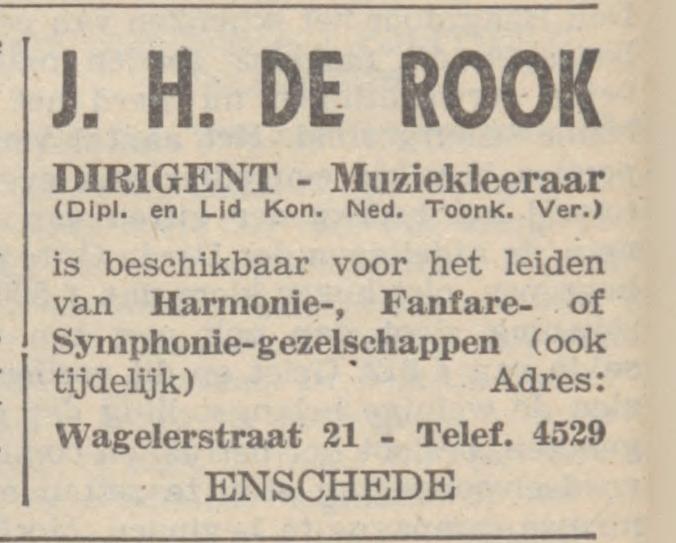 Wagelerstraat 21 J.H. de Rook muziekleraar-dirigent advertentie De Volkskrant 11-11-1940.jpg