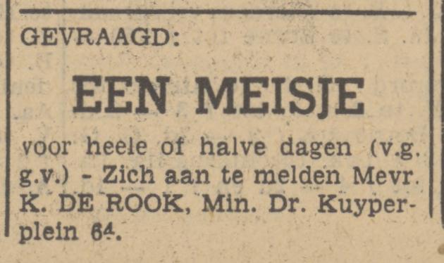 Minister Dr. Kuyperplein 64 K. de Rook advertentie Tubantia 20-12-1940.jpg