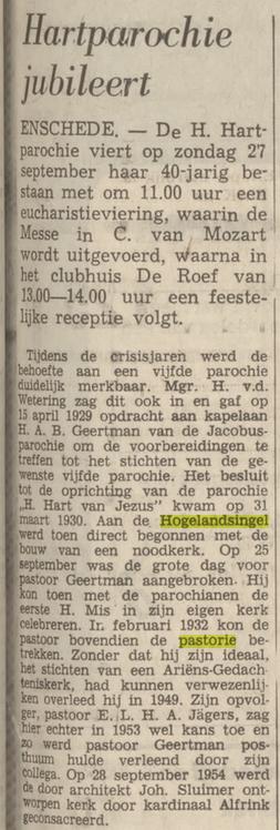 Hogelandsingel 41 pastorie Hartparochie krantenbericht Tubantia 7-9-1970.jpg