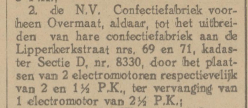 Lipperkerkstraat 69-71 confectiefabriek voorheen Overmaat krantenbericht Tubantia 22-12-1921.jpg