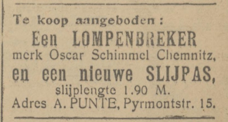 Pyrmontstraat 15 A. Punte advertentie Tubantia 25-10-1923.jpg
