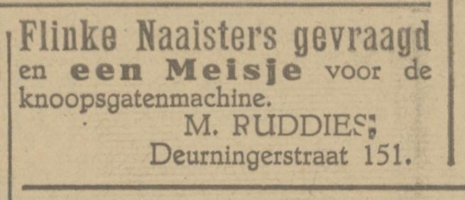 Deurningerstraat 151 M. Ruddies confectie advertentie Tubantia 6-8-1926.jpg