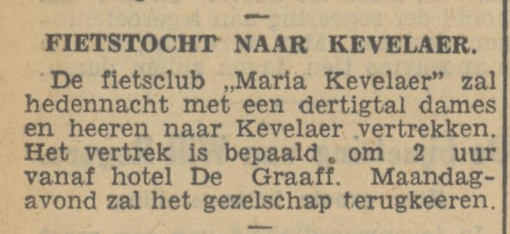 Hotel De Graaff vertrek fietsclub Maria Kevelaer. krantenbericht Tubantia 23-8-1935.jpg