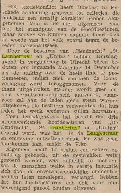 Langestraat R.K. Textielabeidersbond St. Lambertus Enschede. krantenbericht Tubantia 5-12-1931.jpg
