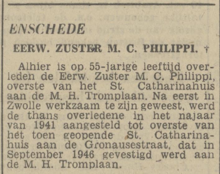 M.H. Tromplaan St. Catharinahuis krantenbericht Tubantia 23-4-1948.jpg
