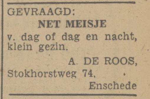 Stokhorstweg 74 A. de Roos advertentie Tubantia 11-3-1948.jpg