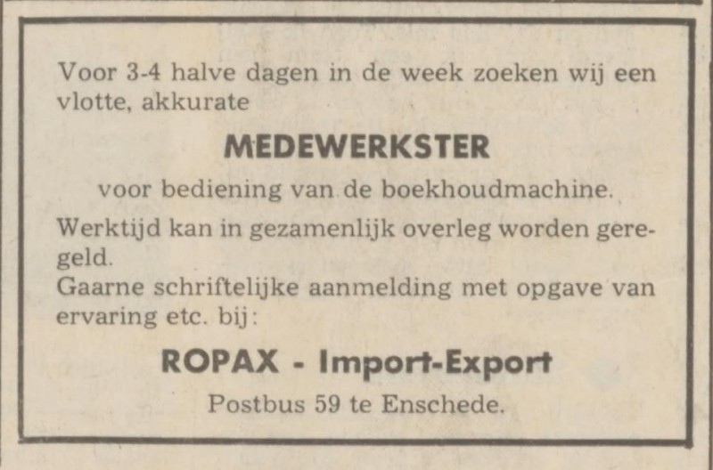 Ropax Import Export advertentie Tubantia 22-9-1973.jpg