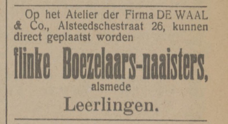 Alsteedsestraat 26 Atelier Firma de Waal advertentie Tubantia 21-7-1914.jpg