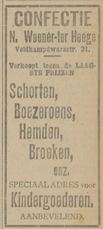 Veldkampdwarsstraat 31 Confectie N. Weener-ter Heege advertentie Tubantia 21-11-1919.jpg
