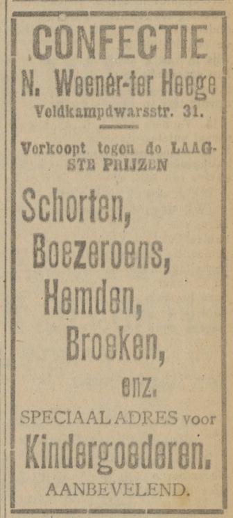 Veldkampdwarsstraat 31 Confectie N. Weener-ter Heege advertentie Tubantia 21-11-1919.jpg