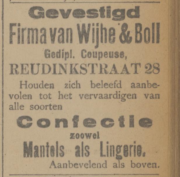 Reudinkstraat 28 confectie Firma van Wijhe & Boll advertentie Tubantia 28-2-1917.jpg