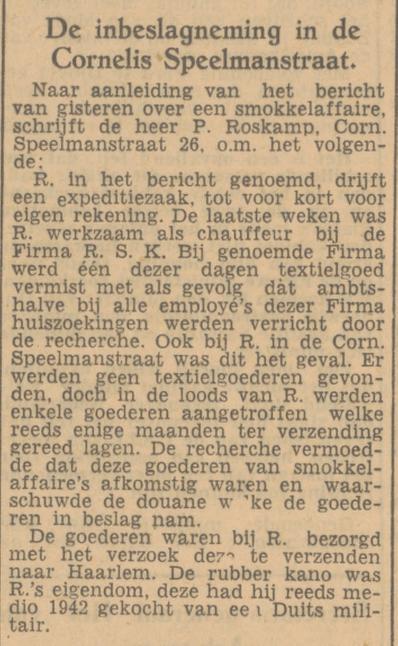 Cornelis Speelmanstraat 26 P. Roskamp krantenbericht Tubantia 4-7-1947.jpg