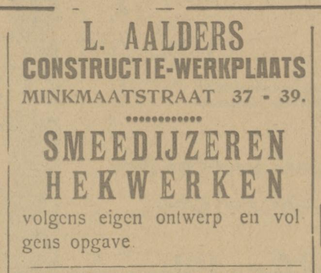 Minkmaatstraat 37-39 constructie-werkplaats L. Aalders advertentie Tubantia 30-3-1923.jpg