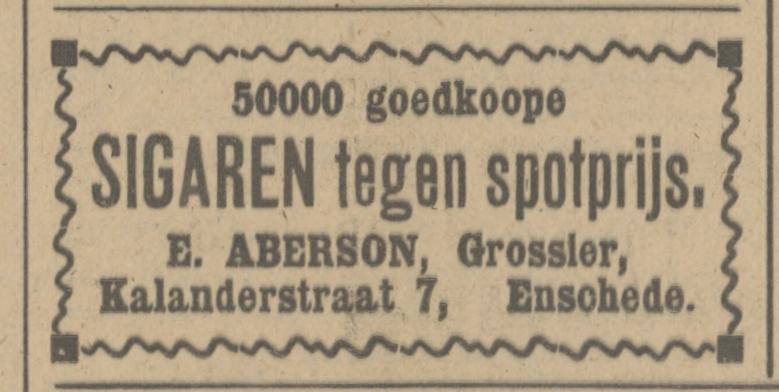 Kalanderstraat 7 grossier sigaren advertentie Tubantia 15-5-1916.jpg