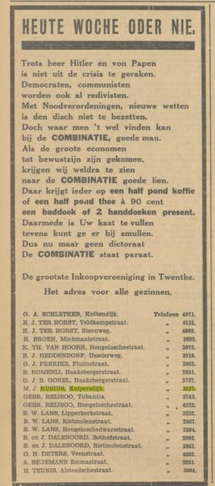 Kuipersdijk 2 M.J. Rusius advertentie Tubantia 2-3-1933.jpg