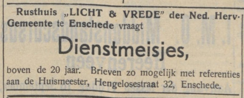 Hengelosestraat 32 Rusthuis Licht en Vrede advertentie Heerenveensche Koerier 3-9-1949.jpg