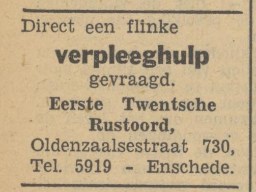 Oldenzaalsestraat 730 Eerste Twentsche Rustoord advertentie Tubantia 26-9-1949.jpg