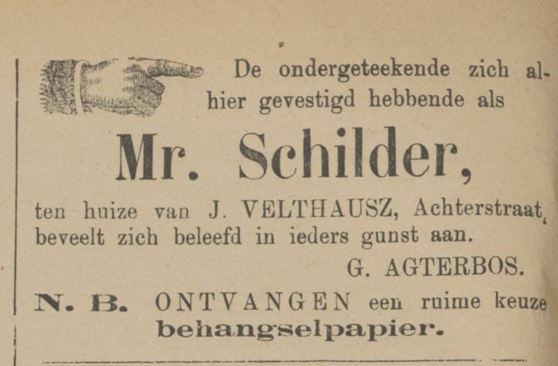 Achterstraat G. Agterbos schilder advertentie Tubantia 28-2-1883.jpg