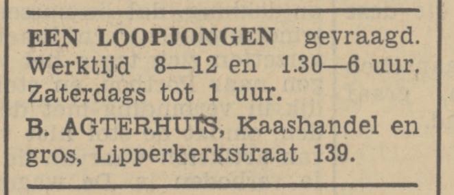 Lipperkerkstraat 139 Kaashandel engros B. Agterhuis advertentie Tubantia 7-6-1937.jpg