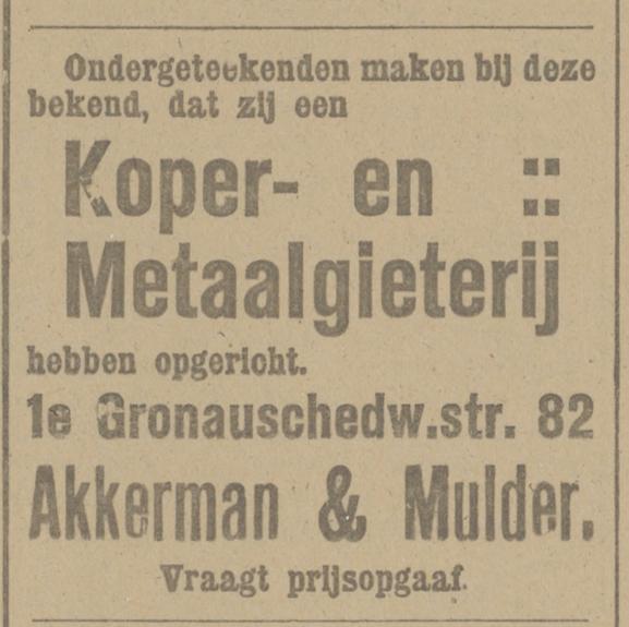 1e Gronausedwarsstraat 82 Koper- en Metaalgieterij Akkerman en Mulder advertentie Tubantia 11-10-1917.jpg