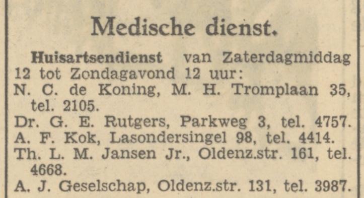 Parkweg 3 Dr. G.E. Rutgers advertentie Tubantia 11-8-1950.jpg