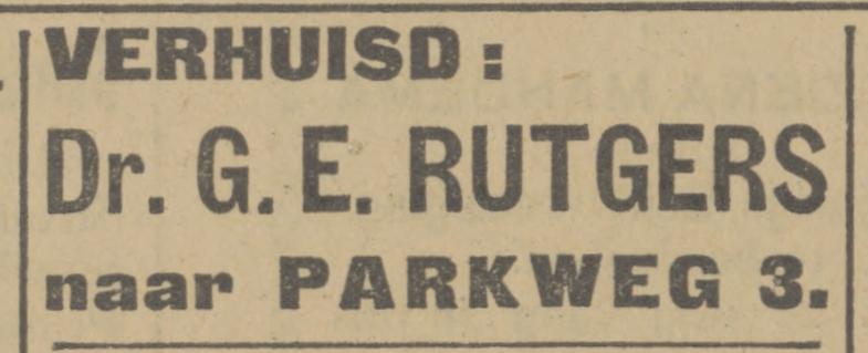 Parkweg 3 Dr. G.E. Rutgers advertentie Tubantia 17-5-1927.jpg