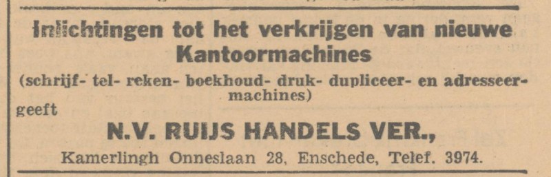 Kamerlingh Onneslaan 28 N.V. Ruijs Handelsvereniging advertentie Het Vrije Volk 6-8-1945.jpg