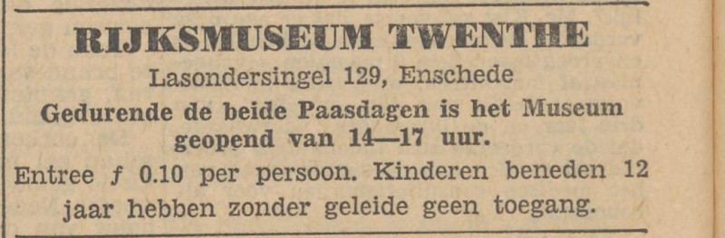 Lasondersingel 129 Rijskmuseum Twenthe advertentie Tubantia 16-4-1954.jpg