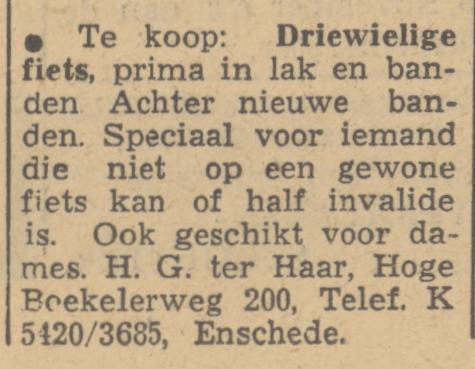 Hoge Boekelerweg 200 H.G. ter Haar advertentie Tubantia 5-11-1947.jpg