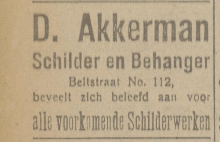 Beltstraat 112 D. Akkerman schilder en behanger advertie Tubantia 24-4-1920.jpg