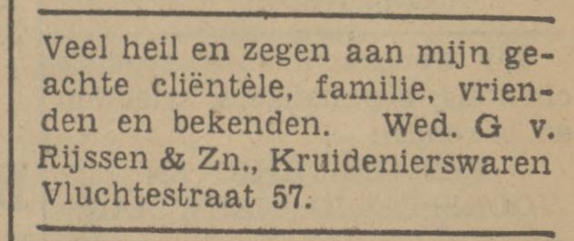 De Vluchtestraat 57 G. van Rijssen & Zn. kruidenierswaren advertentie Tubantia 31-12-1940.jpg