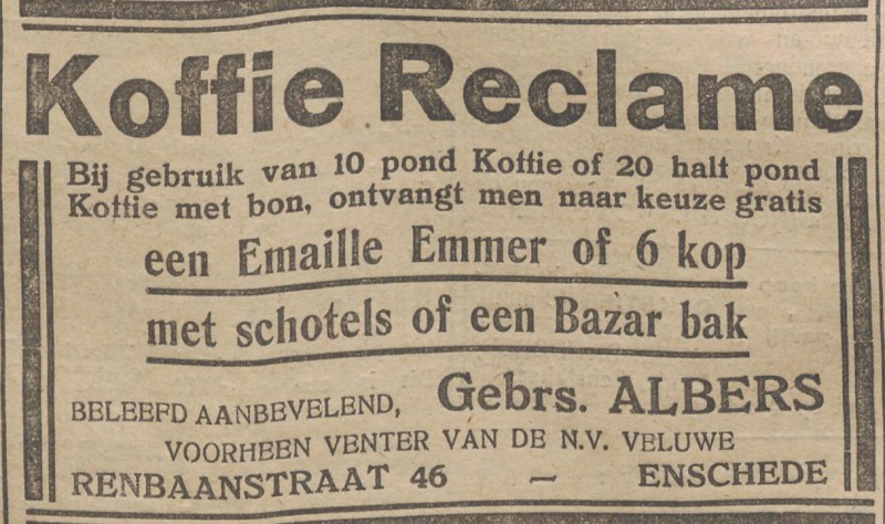 Renbaanstraat 46 Gebr. Albers advertentie Overijsselsch dagblad 9-10-1926.jpg