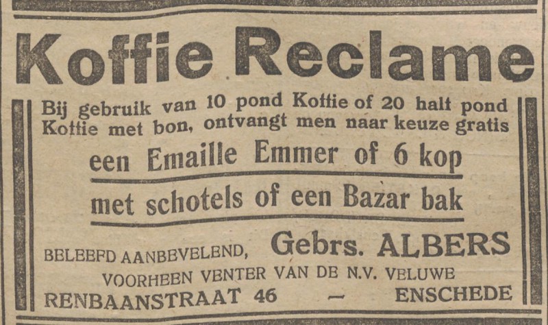 Renbaanstraat 46 Gebr. Albers advertentie Overijsselsch dagblad 9-10-1926.jpg