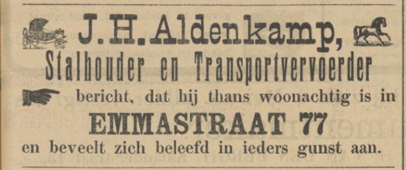 Emmastraat 77 J.H. Aldenkamp Stalhouder en Transportvervoerder advertentie Tubantia 18-4-1908.jpg