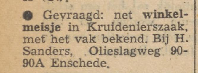 Olieslagweg 90A kruidenierszaak H. Sanders advertentie Tubantia 16-3-1956.jpg