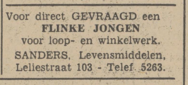 Leliestraat 103 Sanders Levensmiddelen advertentie Tubantia 14-11-1940.jpg