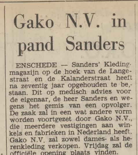 Langestraat 1-3 Sanders Kledingmagazijn krantenbericht Tubantia 9-9-1968.jpg