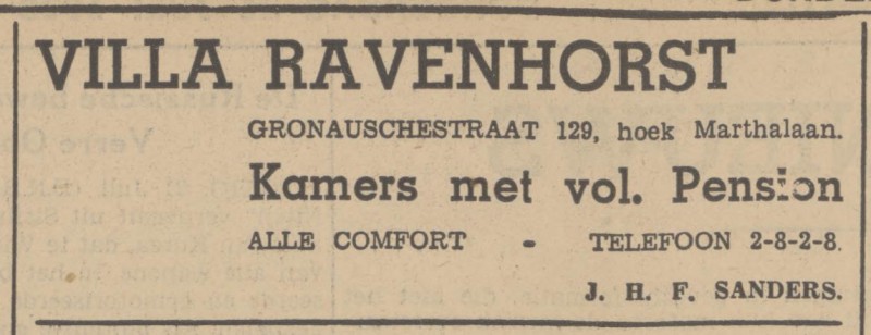 Gronausestraat 129 hoek Marthalaan Pension Villa Ravenhorst J.H.F. Sanders advertentie Tubantia 21-7-1938.jpg