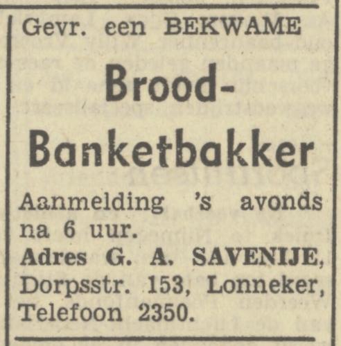 Dorpsstraat 153 Lonneker G.A. Savenije advertentie Tubantia 10-5-1950.jpg