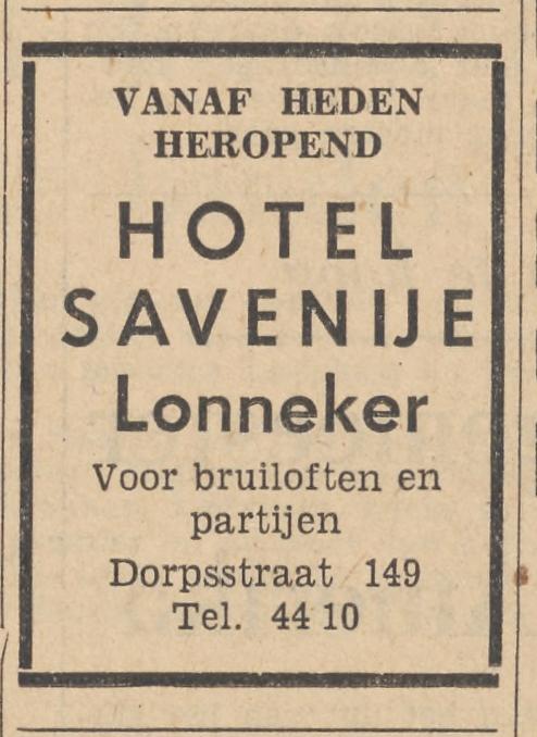 Dorpsstraat 149 Lonneker Hotel Savenije advertentie Tubantia 21-7-1962.jpg
