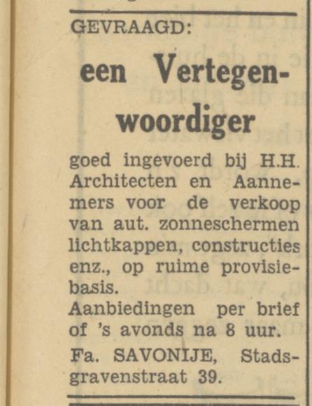 Stadsgravenstraat 39 Fa. Savonije advertentie Tubantia 3-6-1950.jpg