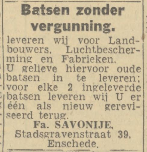 Stadsgravenstraat 39 Fa. Savonije advertentie Twentsch nieuwsblad 13-4-1944.jpg